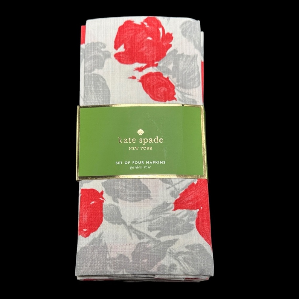 Kate Spade Cloth Napkins Set of 4 Garden Rose 100% Cotton Floral 20" x 20" NEW
